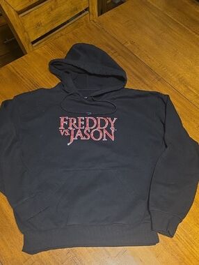 Freddy vs Jason Black Graphic Hoodie - Men's Shirt Sz S
